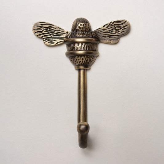 Solid Brass bee Coat Hook - Antique Brass Finish