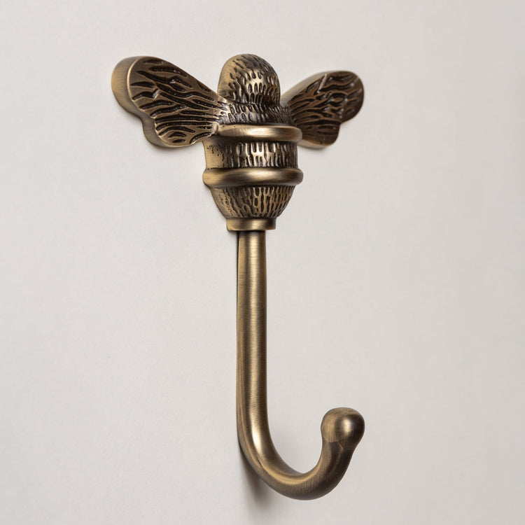 Solid Brass bee Coat Hook - Antique Brass Finish