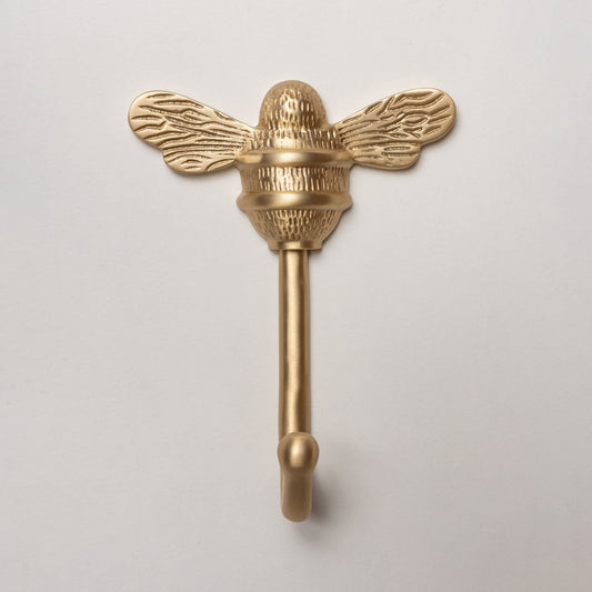 Solid Brass bee Coat Hook - Satin Brass Finish