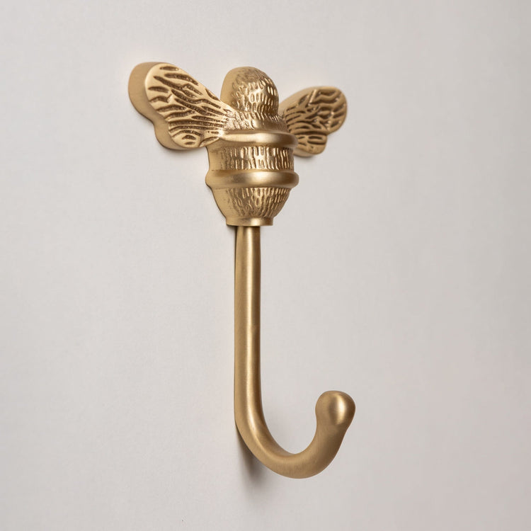 Solid Brass bee Coat Hook - Satin Brass Finish