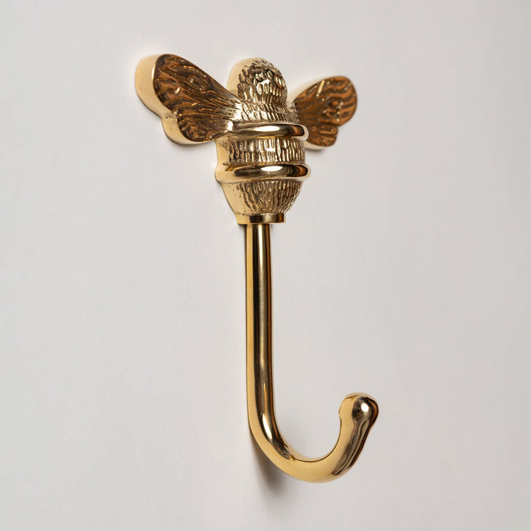 Solid Brass bee Coat Hook - Brass Finish