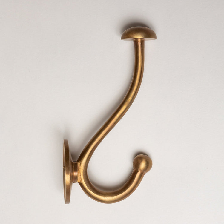 Solid Brass mushroom Coat Hook - Antique Brass Finish