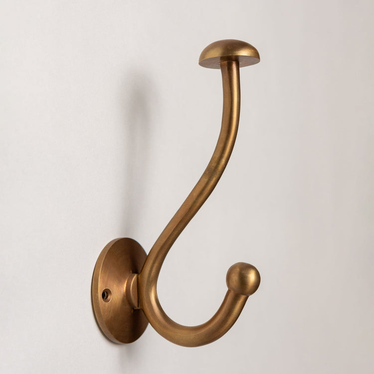 Solid Brass mushroom Coat Hook - Antique Brass Finish