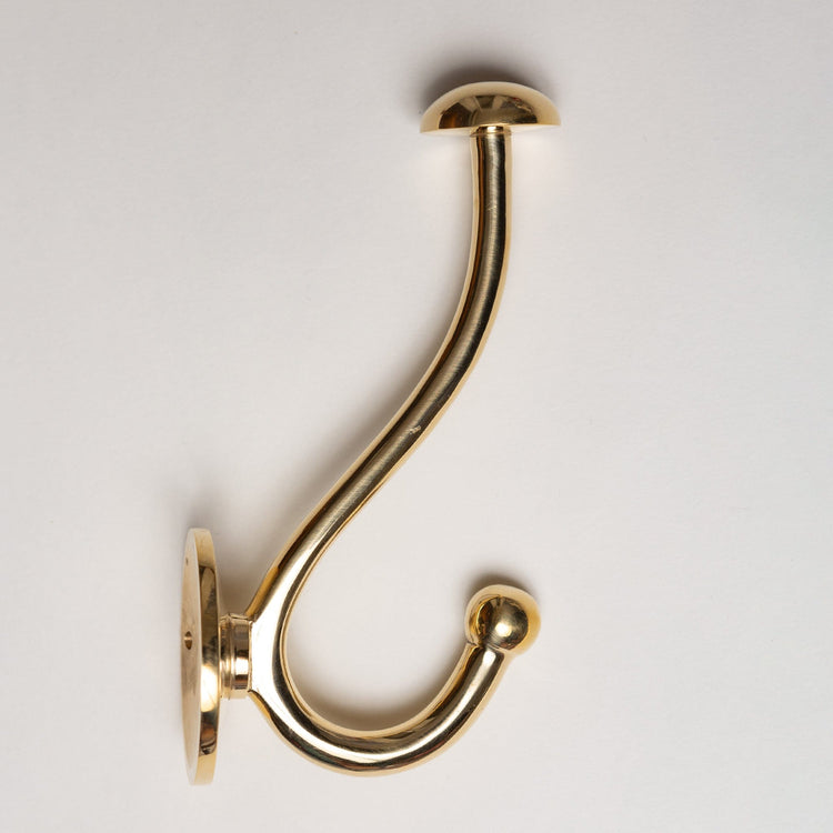 Solid Brass mushroom Coat Hook - Polished Brass Finish