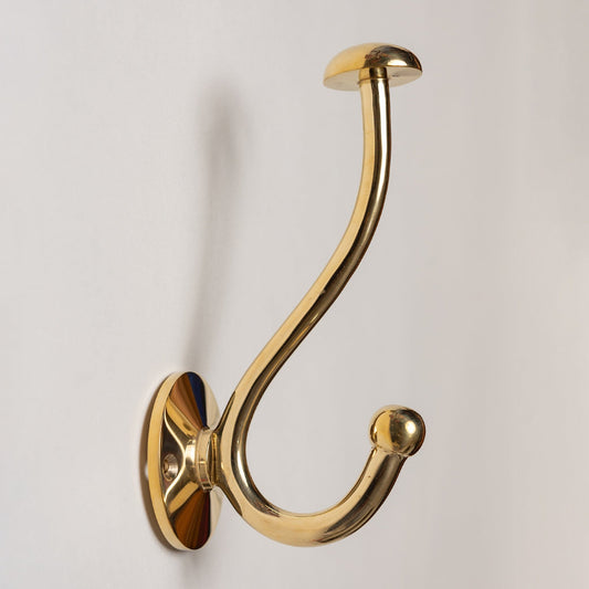 Solid Brass mushroom Coat Hook - Polished Brass Finish