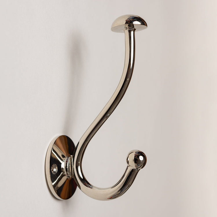 Solid Brass mushroom Coat Hook - Nickel Finish