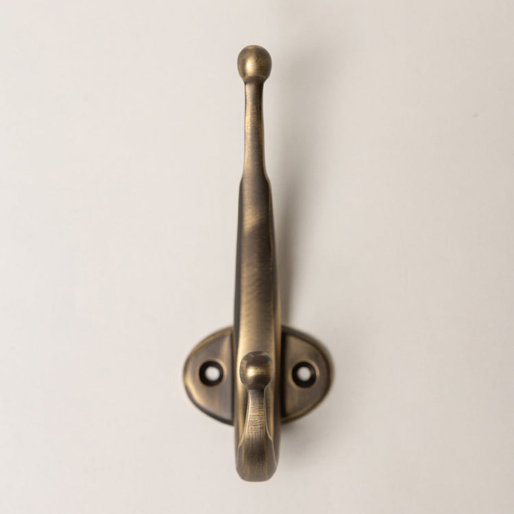 Solid Brass oval Coat Hook - Antique Brass Finish