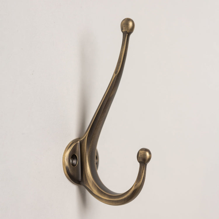 Solid Brass oval Coat Hook - Antique Brass Finish