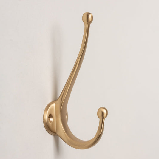 Solid Brass oval Coat Hook - Satin Brass Finish