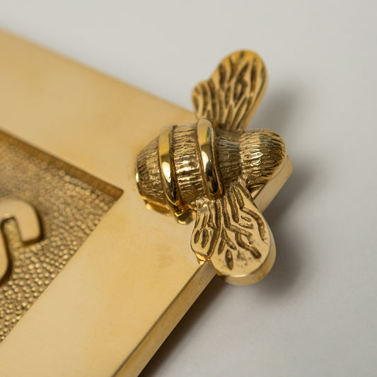 Brass bee Letterplate - Polished Brass