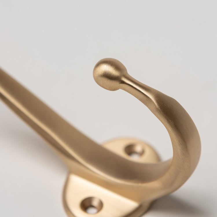 Solid Brass oval Coat Hook - Satin Brass Finish