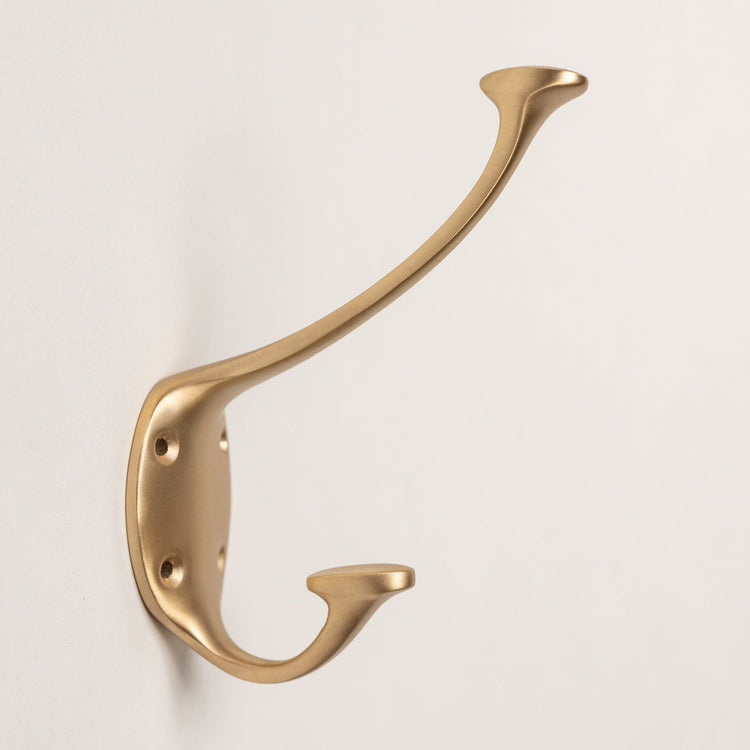 Solid Brass signature Coat Hook - Satin Brass Finish