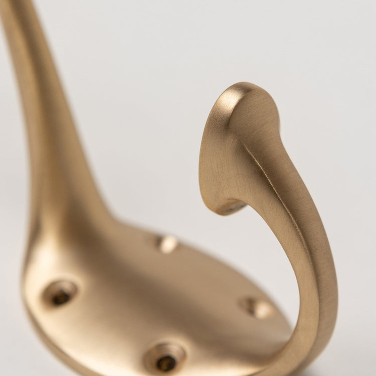 Solid Brass signature Coat Hook - Satin Brass Finish