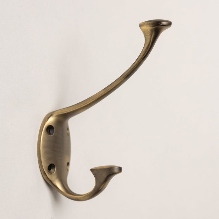 Solid Brass signature Coat Hook - Antique Brass Finish