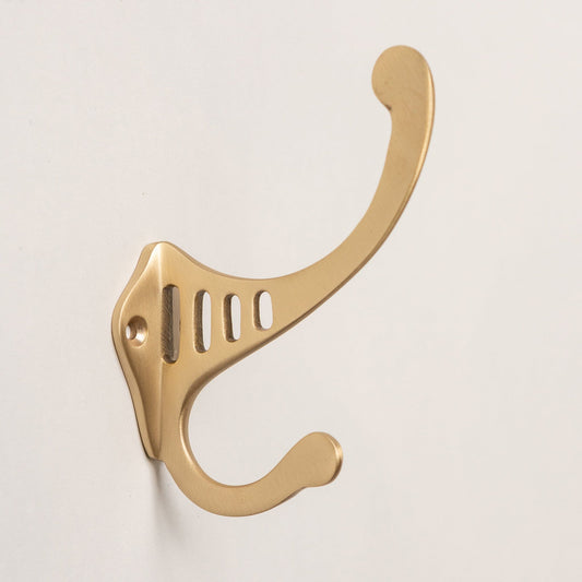 Solid Brass sunrise Coat Hook - Satin Brass Finish