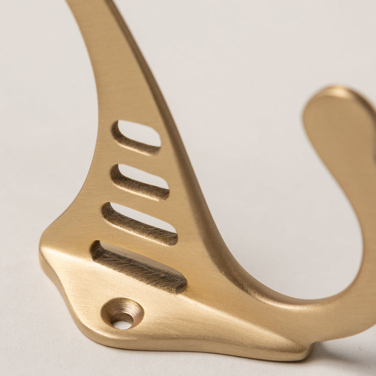 Solid Brass sunrise Coat Hook - Satin Brass Finish