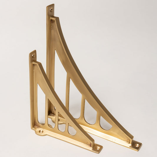 Solid Brass Morpeth Shelf Brackets - Satin Brass