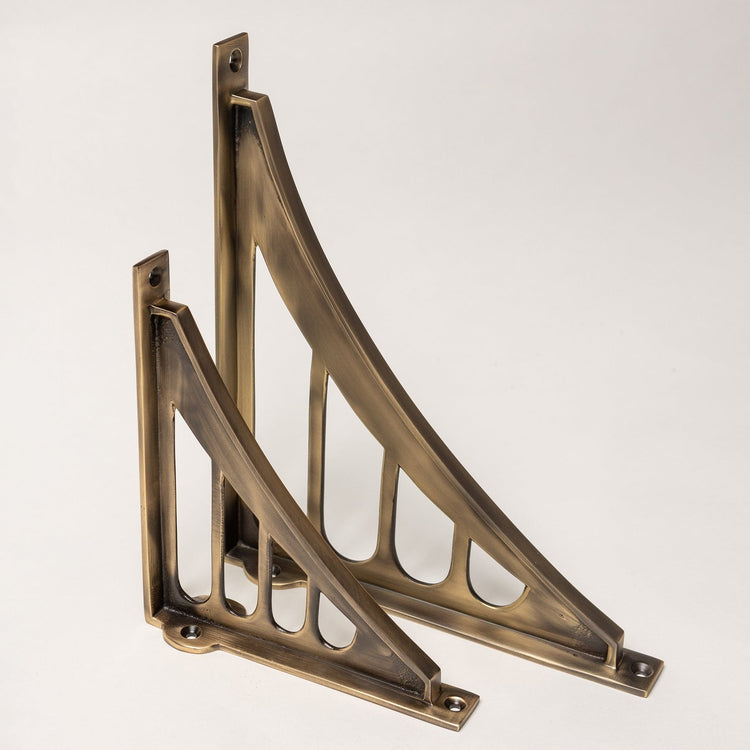 Solid Brass Morpeth Shelf Brackets - Antique Brass