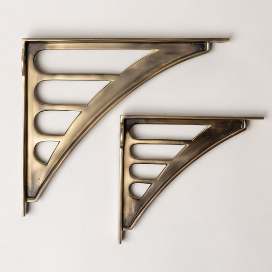 Solid Brass Morpeth Shelf Brackets - Antique Brass