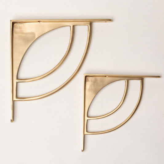 Solid Brass Castle Shelf Brackets - Satin Brass