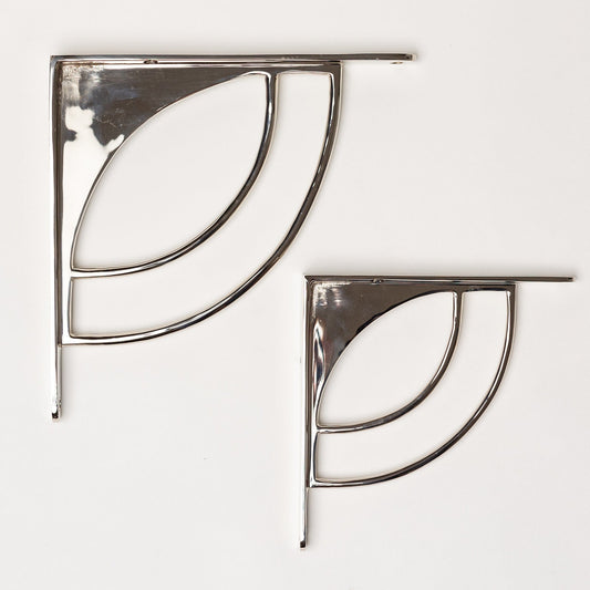 Solid Brass Castle Shelf Brackets - Nickel