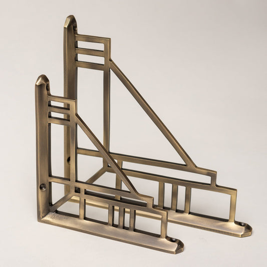 Solid Brass Camden Shelf Brackets - Antique Brass