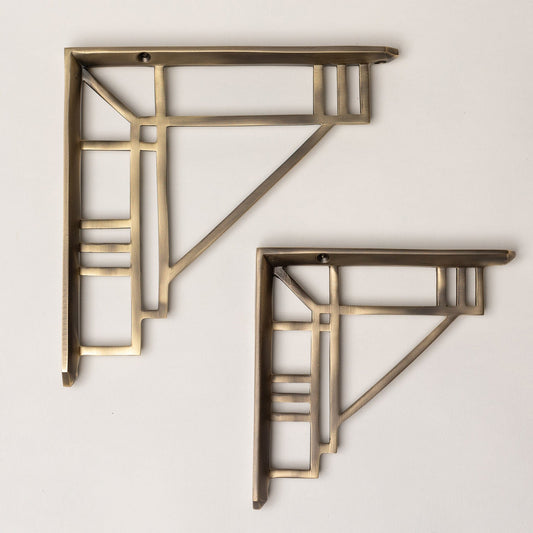 Solid Brass Camden Shelf Brackets - Antique Brass