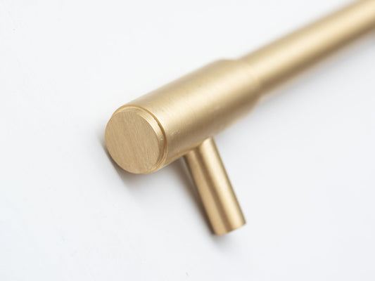 Solid Brass Kitchen Pull Handles with Round Ends - Satin Brass - Brass bee