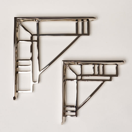 Solid Brass Camden Shelf Brackets - Nickel