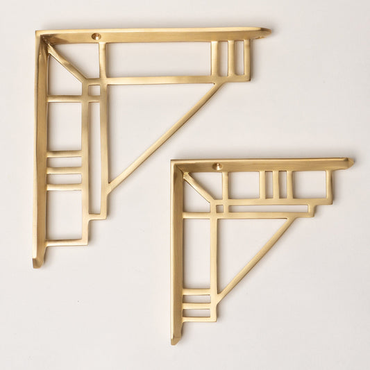 Solid Brass Camden Shelf Brackets - Satin Brass