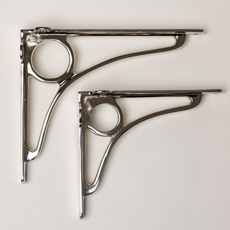 Solid Brass Caraxes Shelf Brackets - Nickel