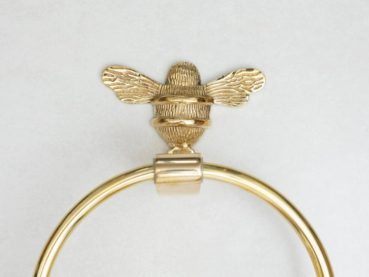 Brass bee Towel Ring with Bee - Brass bee