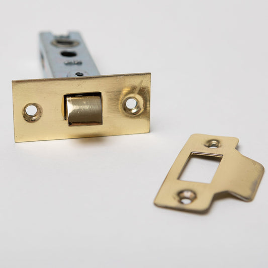 Bolt Through Tubular Latch - Case 76mm - Backset 57mm - Polished Brass Plated - Designer Levers