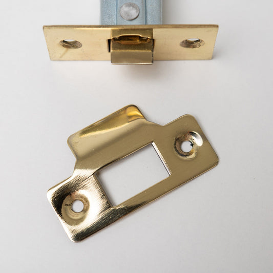 Bolt Through Tubular Latch - Case 76mm - Backset 57mm - Polished Brass Plated - Designer Levers