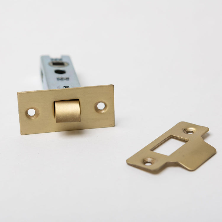 Bolt Through Tubular Latch - Case 76mm - Backset 57mm - Satin Brass Plated - Designer Levers