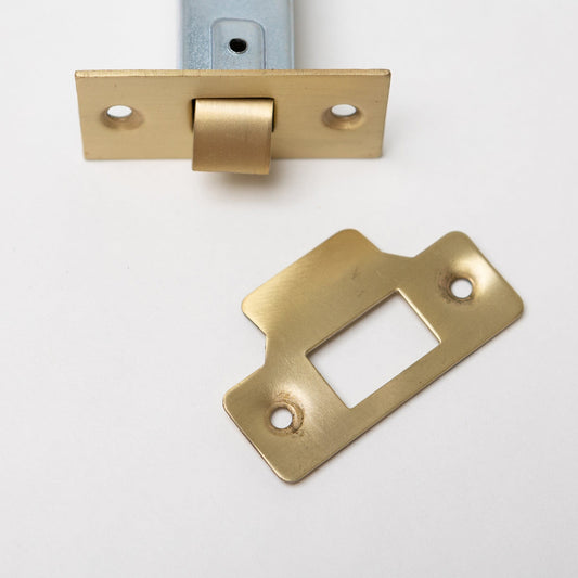 Bolt Through Tubular Latch - Case 76mm - Backset 57mm - Satin Brass Plated - Designer Levers