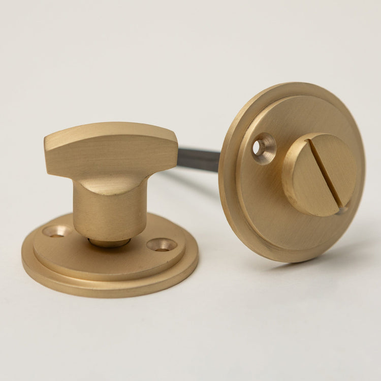 Plain Door Knobs - Ebonised & Satin Brass (Pair) | Thumbturns & Latches