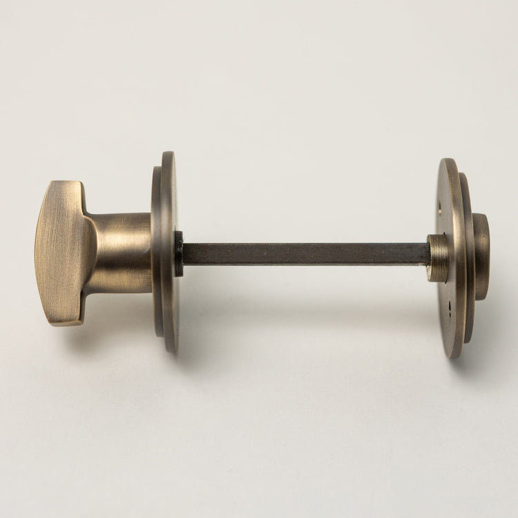 Plain Door Knobs - Ebonised & Antique Brass (Pair) | Thumbturns & Latches