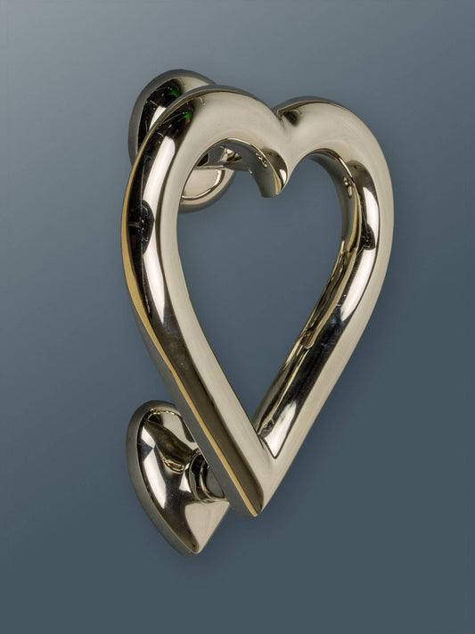 Brass Love Heart Door Knocker - Nickel Finish - Brass bee