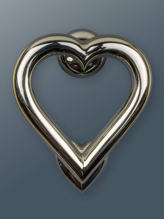 Brass Love Heart Door Knocker - Nickel Finish - Brass bee