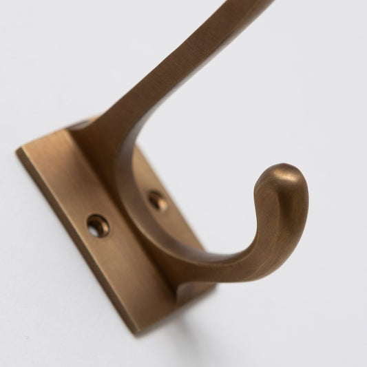 Solid Brass square Coat Hook - Antique Brass Finish