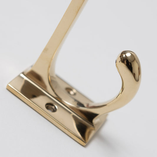 Solid Brass square Coat Hook - Brass Finish