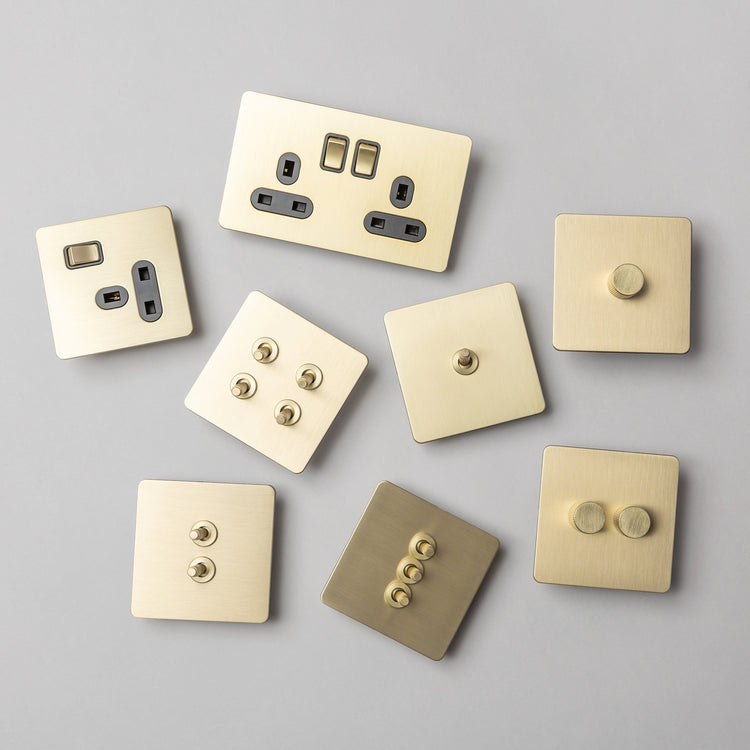 Satin Brass Switches and Sockets - B Series