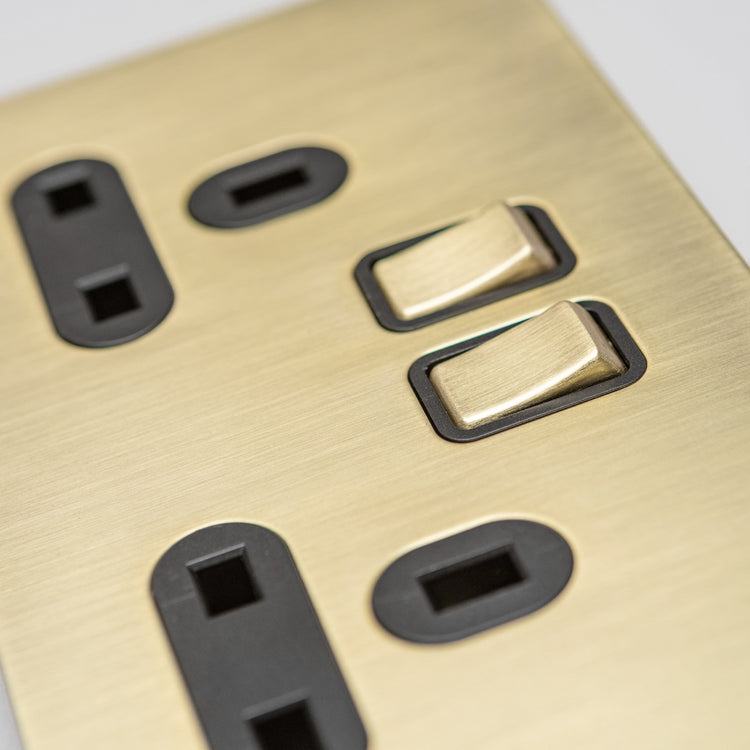 Satin Brass Switches and Sockets - B Series