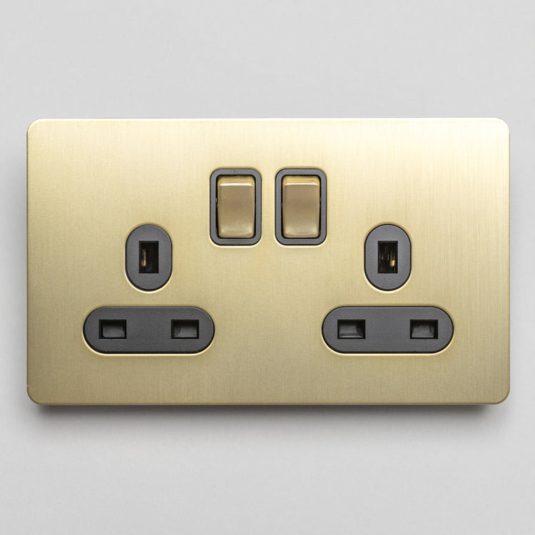 Satin Brass Switches and Sockets - B Series