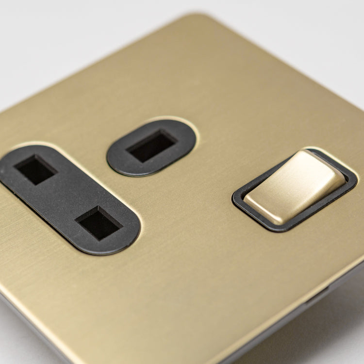 Satin Brass Switches and Sockets - B Series