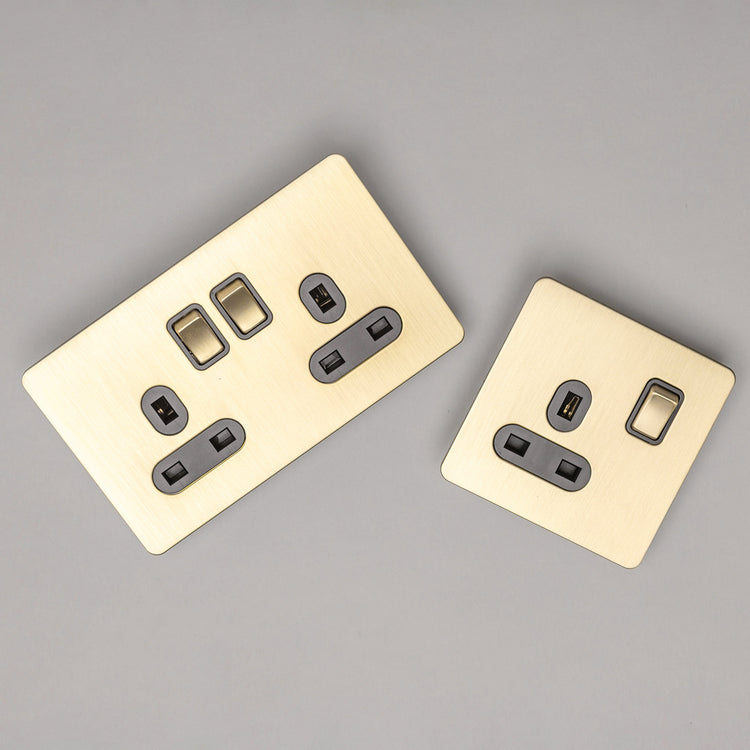 Satin Brass Switches and Sockets - B Series