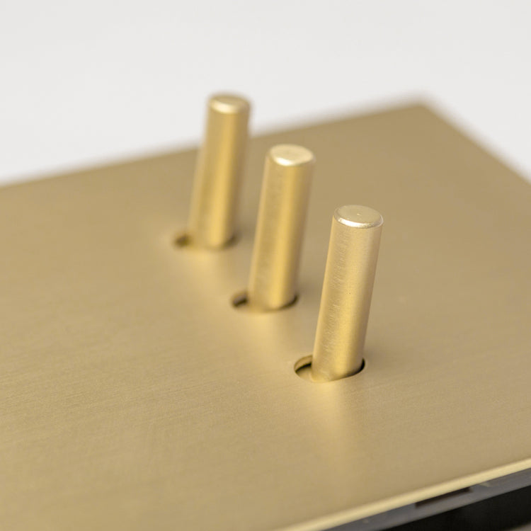 Satin Brass Switches and Sockets - J Series