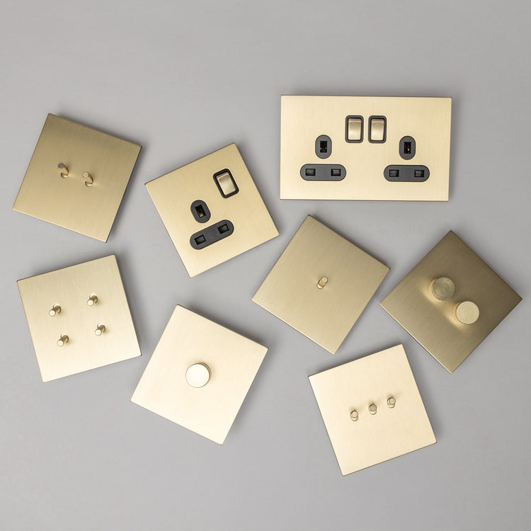 Satin Brass Switches and Sockets - J Series