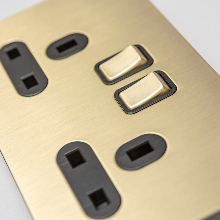 Satin Brass Switches and Sockets - J Series